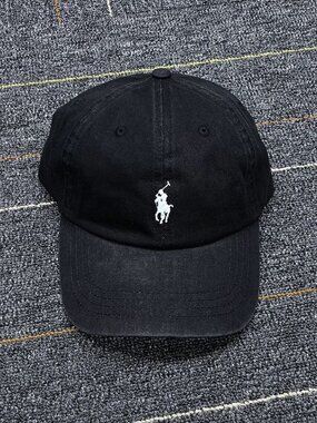 Polo by Ralph Lauren Black Cap with White Pony Logo